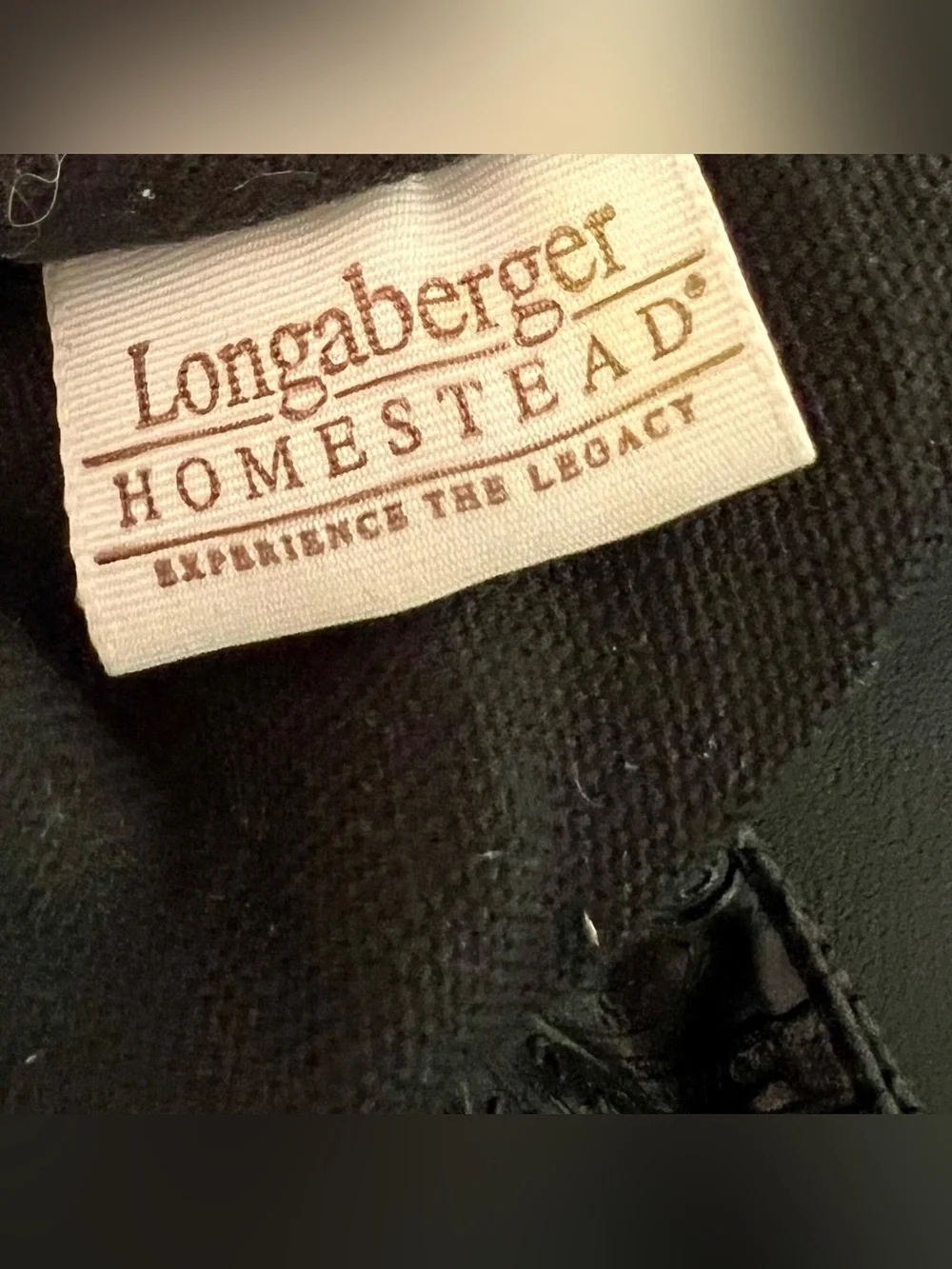 LONGABERGER Homestead Black & Tan Gingham Tote Bag with Embossed Leather Trim